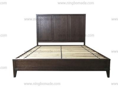 Hot Sale Chinese Classic Style Furniture Waxed Brown Oak Antique Brass Color Metal Corner King Size Bed Frame