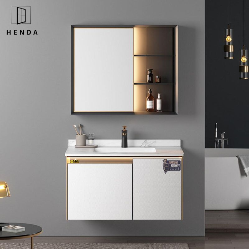 China Manufacturer European Luxury Design Marble Counter Top Bathroom Cabinet