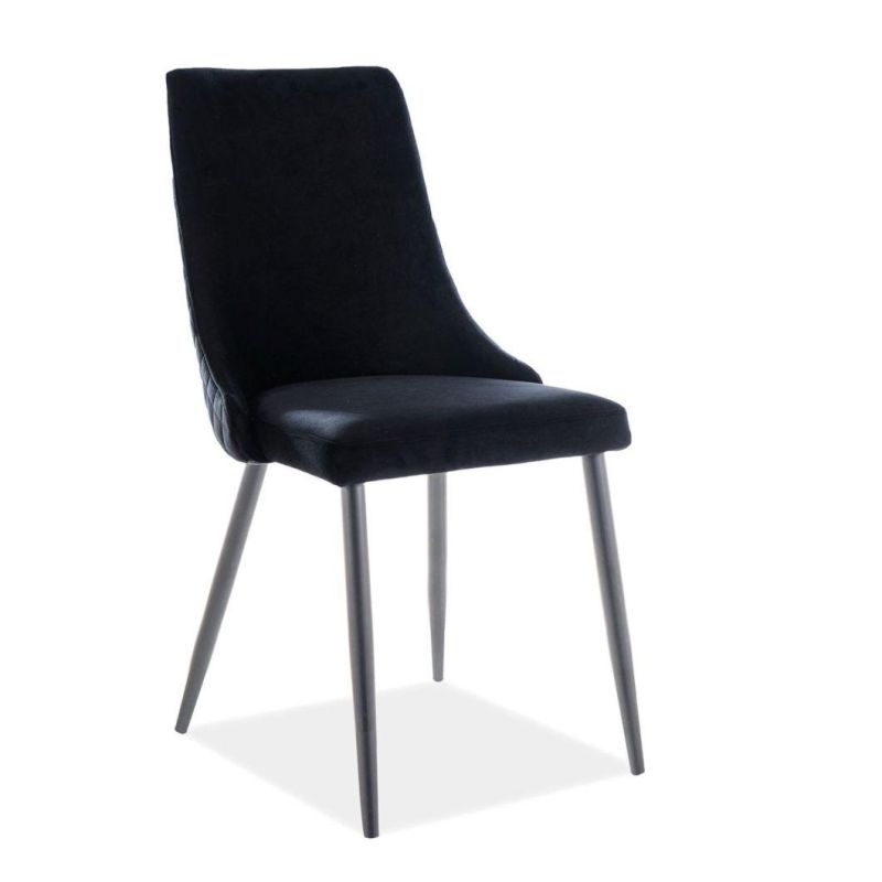 European Design Dining Room Furniture Ergonomic Blue Velvet Steel Leg Dining Chair