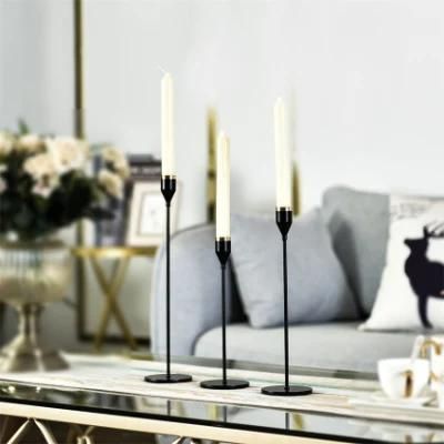 New Design Metal Matte Black Gold Ornament Modern Candlestick Stand Wedding Party