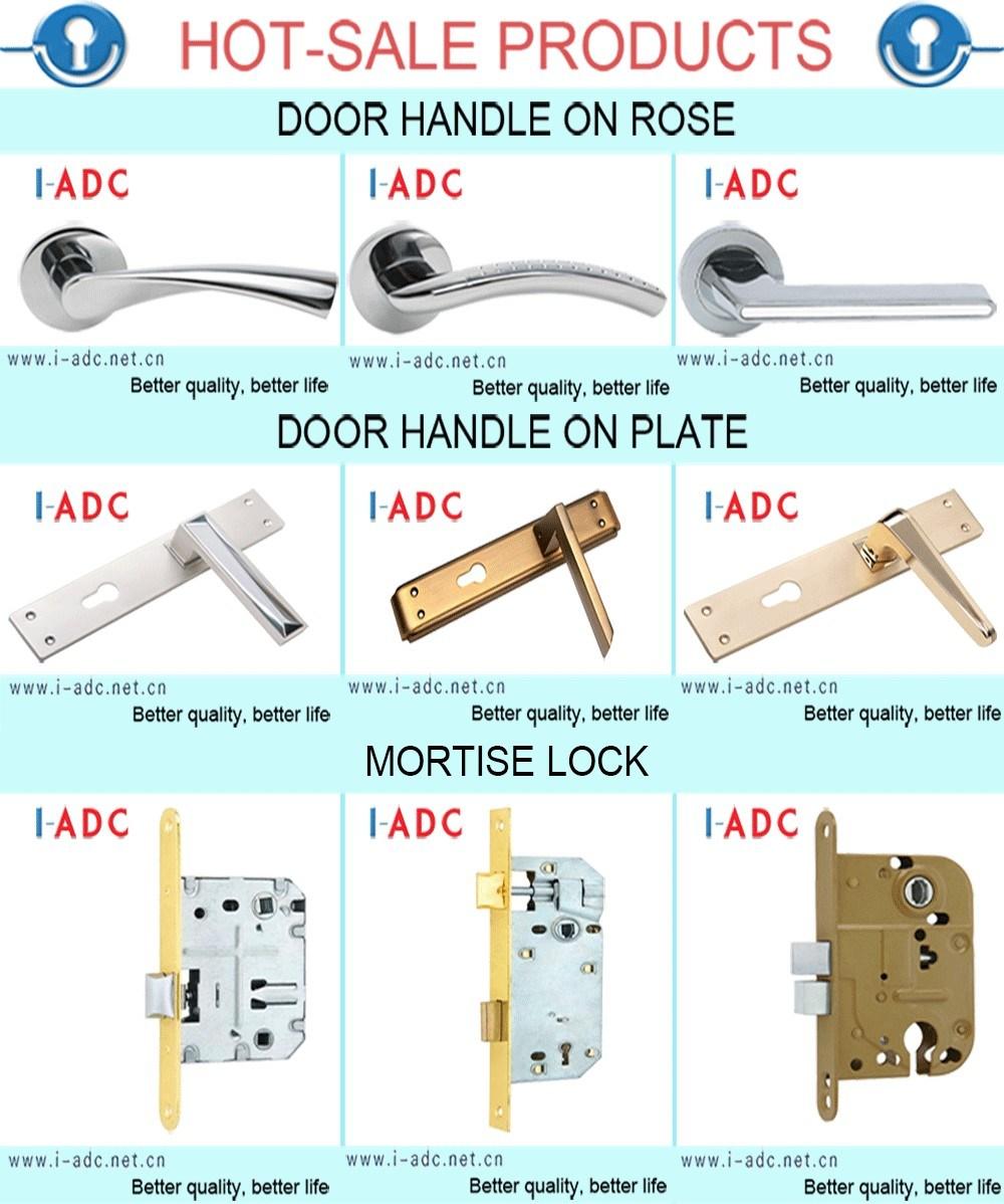 Stainless Steel Lever Tube Square Plate Handle with Lock for Wooden Door