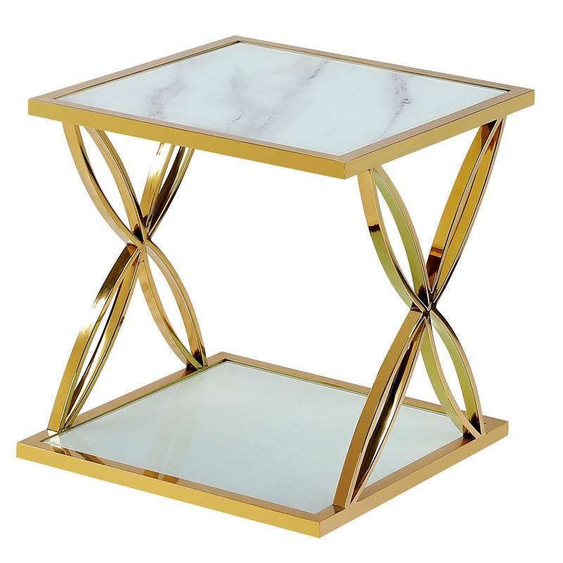 European Style Metal Frame Tempered Round Glass Center Coffee Table