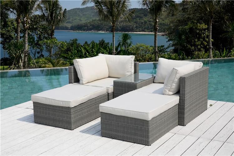 Outdoor Sectional Wicker Patio Furniture Conversation Set with Cushions and Coffee Table