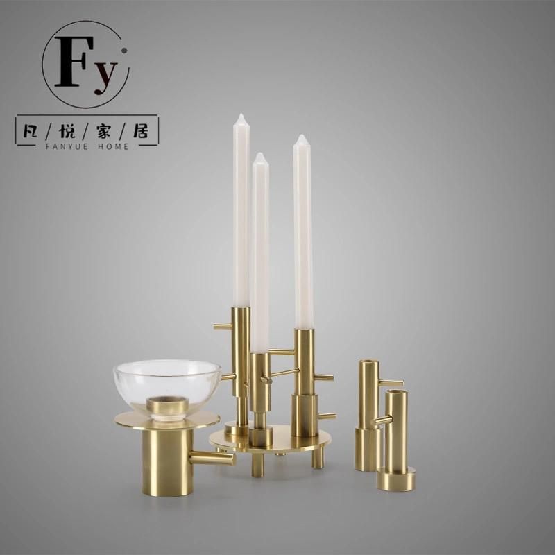 Golden Four Head Iron Candle Holder for Table Setting Wedding Decoration