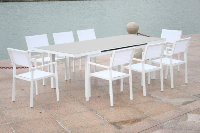 Foshan European OEM Customized Metal Outdoor Chairs Extensible Dining Table