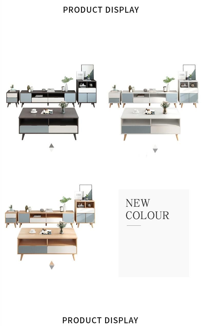 European Modern Style Home Wooden Living Room Furniture Dinner Set Coffee Table Set TV Stand Wall Cabinets with Bookself