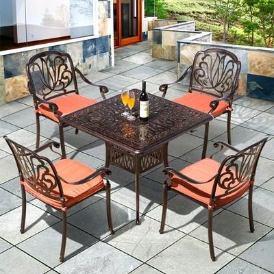 Outdoor Cast Aluminum Table and Chair Combination European Villa Garden Furniture Leisure Table Chair