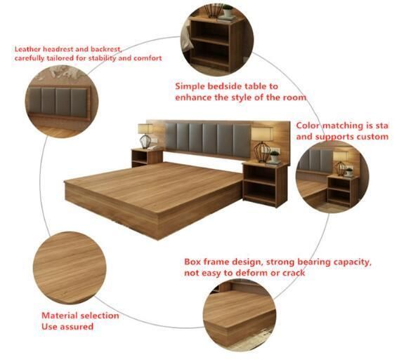 European Style Wooden MDF Double King Size Bed Hotel Home Bedroom Furniture Bedroom Furniture Set