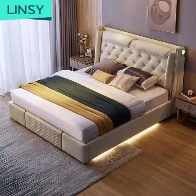 Linsy Modern Luxury Upholstered Leather Double Bed R305