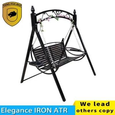 Adult Children Imitation Rattan Iron Art Metal Double Swing Rocking Chair European Luxury Hanging Basket Outdoor Courtyard Balcony Pastoral