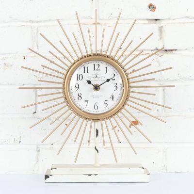 Creativity Sun Shape Iron Table Clock for Home Decor, Simple Table Clock, Promotional Gift Desk Clock, Metal Table Clock