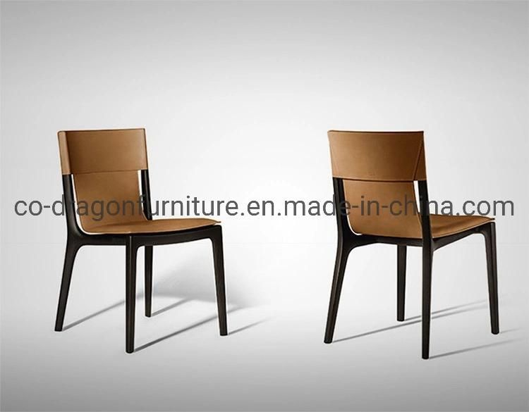 Popular European Style Wooden Legs Leather Dining Chair Furniture