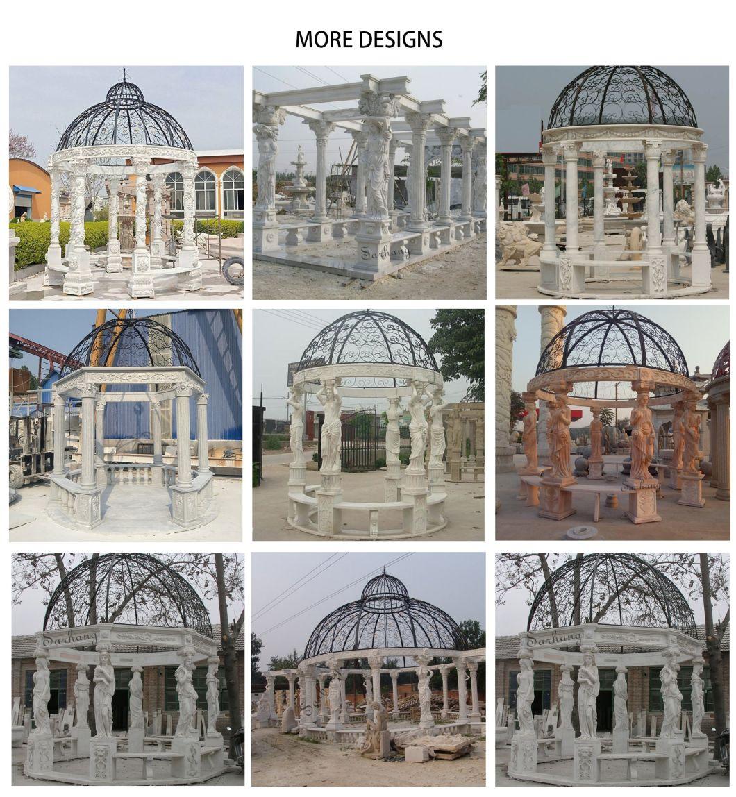 European Antique Metal Dome Marble Columns Garden Gazebo