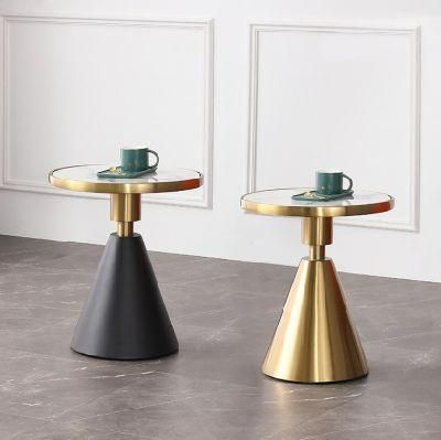European Style White Marble Table Stainless Steel Leg Coffee Table