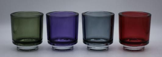 Glass Candle Holder with Various Color and Different Embossed Pattern