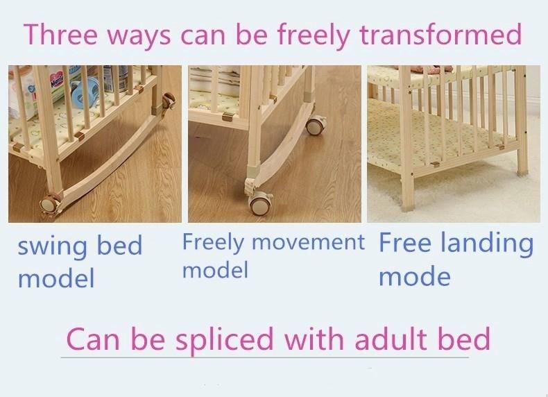 Solid Wood Infant Bed Baby Crib Cot Splicing Adult Bed Multifunctional Plypen