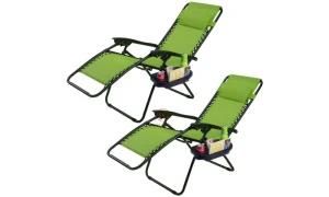 2 Pack Folding Patio Adjustable Reclining Zero Gravity Lounge Chairs