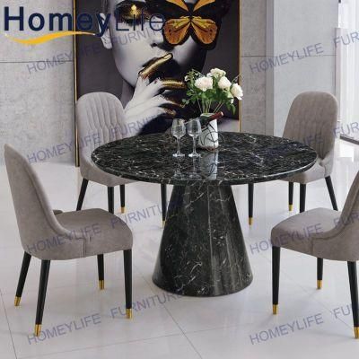 European Round Black Artificial Marble Dining Table for Living Room Furniture