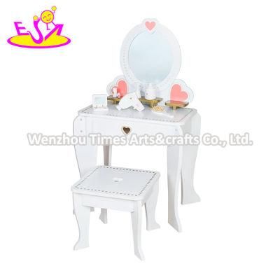 2021 New Released Girls White Wooden Toy Makeup Table for Wholesale W08h102b