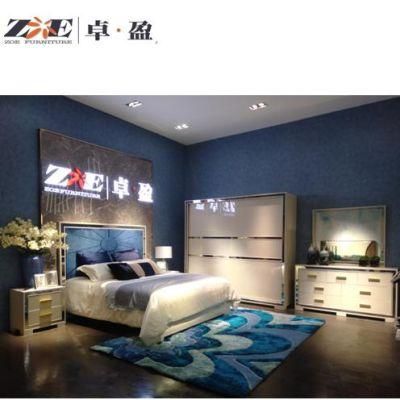 High Glossy Painting Design Mirrored Hotel Double Bed Bedroom Furniture Sets