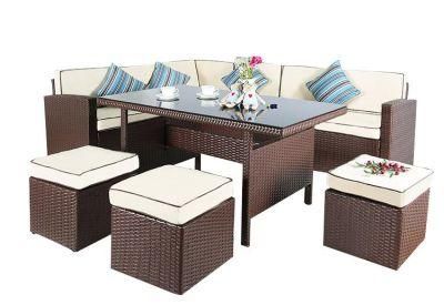 Outdoor Furniture Patio Rattan, PE Wicker Chairs Sectional Sofa Couch Conversation Sets