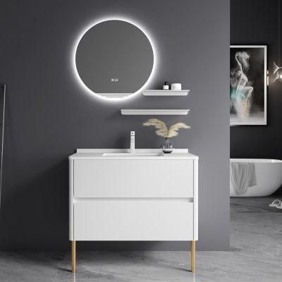 European Style Floor Mounted Bathroom Furniture PVC Bathroom Cabinet Vanity for Laundry Room