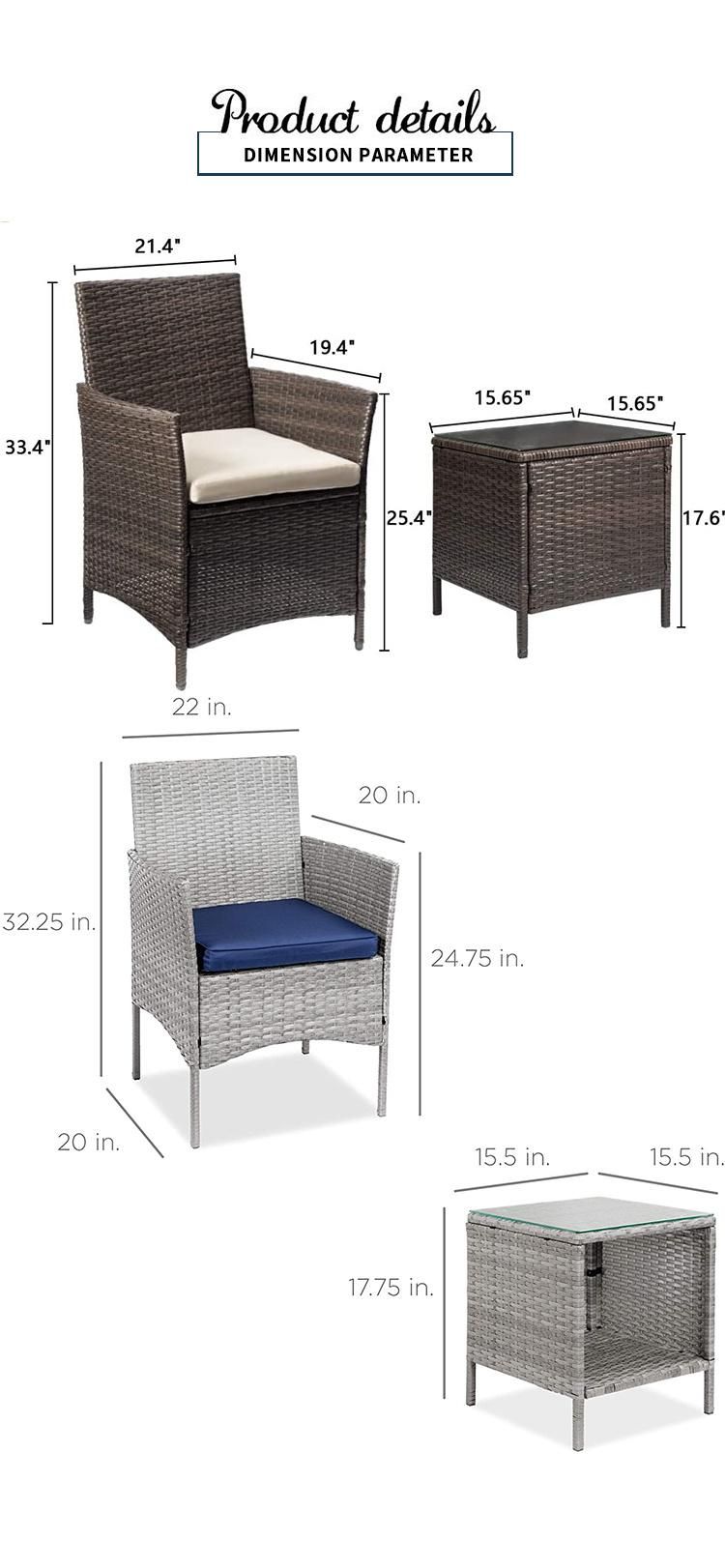 Outdoor and Indoor Garden 3PCS Rattan Set Chair and Table