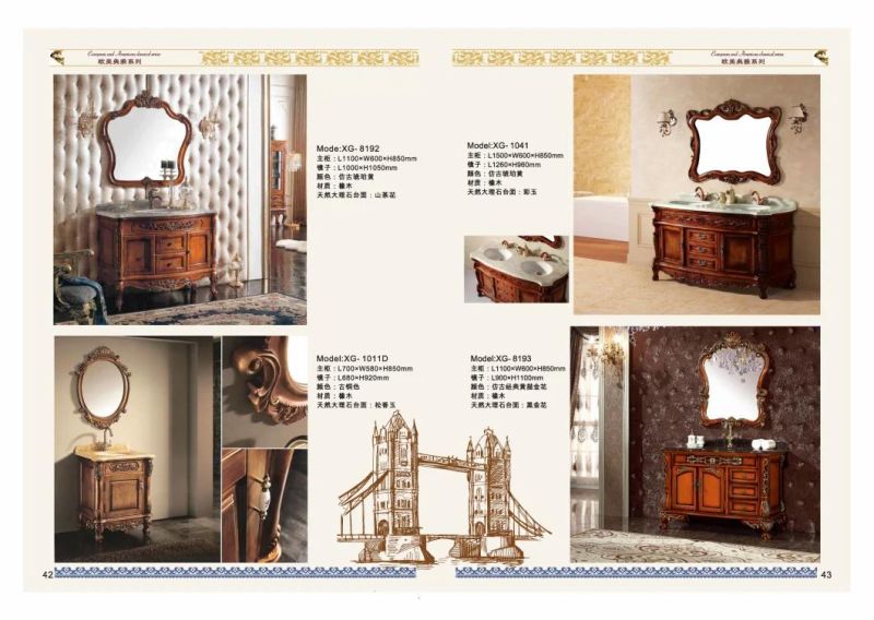 Classical Design European Style Relief Outline Furniture Antique Solid Wood Bathroom Cabinet