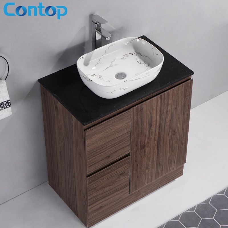 Customized New Design European Style Rectangular Shape Modern Cabinet Bathroom Vanities