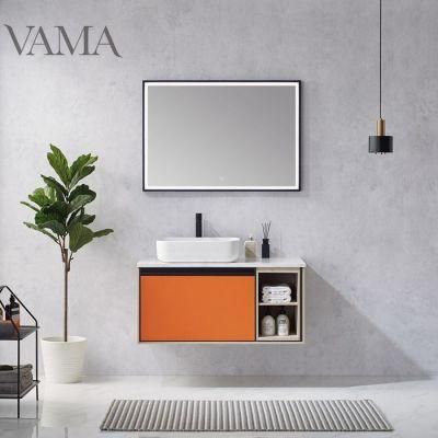 Vama 40 Inch Factory Supply European Style Wall Mounted Melamine Bathroom Cabinet with LED Mirror A93040