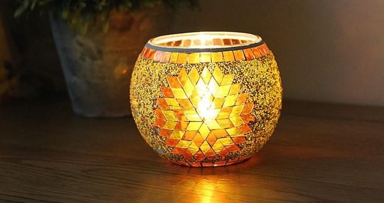 Retro Mosaic Decoration Spherical Glass Candle Holder for Home Decoration