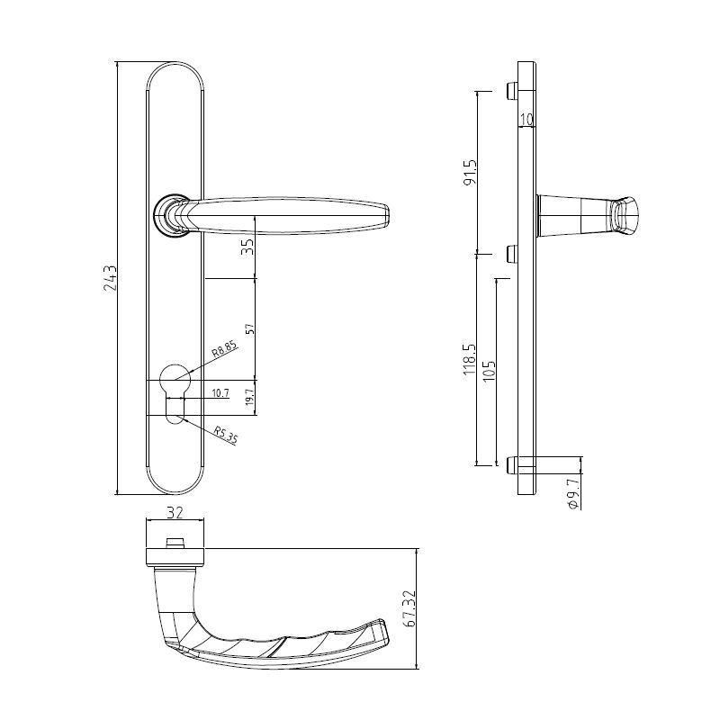 Hopo Modern Design Luxury Construction Hardware Exterior Zinc Door Handle