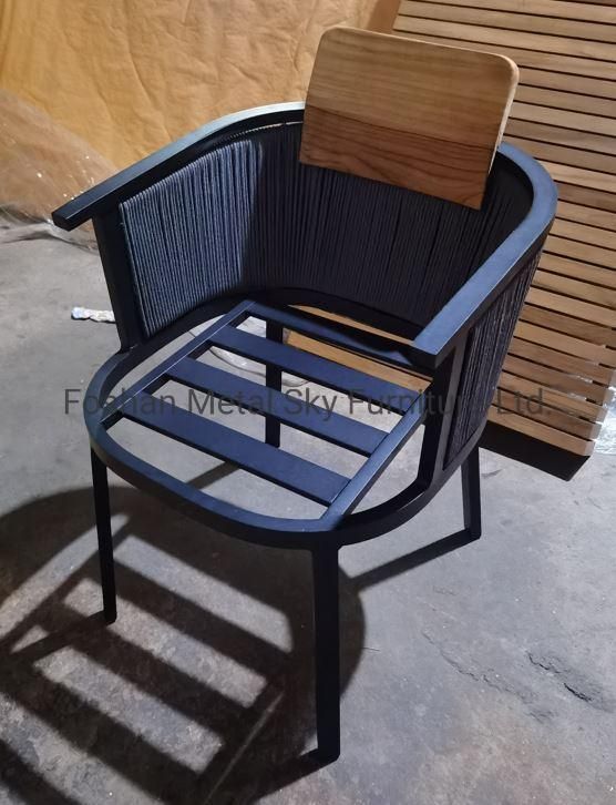 Outdoor Teak Aluminum Wooden Garden Hotel Patio Rope Rattan Chair