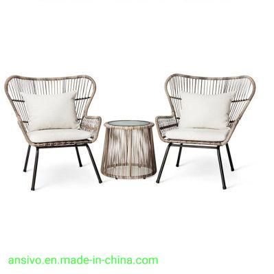 Outdoor Rattan Rattan Tables and Chairs Garden Terrace Courtyard Rattan Chairs Leisure Coffee Table Three-Piece Set, One Table and Two Chairs