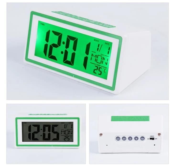 Smart Digital Desk Alarm Clock with Voice Controlled Backlight