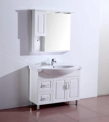 European White Marble Solid Surface Vanity Combo Wash Basin Bathroom Cabinet