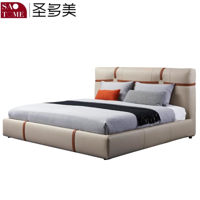 Modern European Furniture Wooden Leather 1.8m Double King Bed