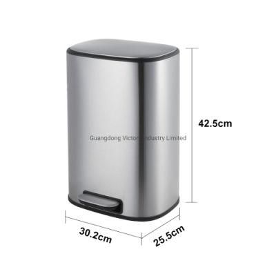 12L European New Style Soft Close Rectangle Matte Trash Can Bin with Lid