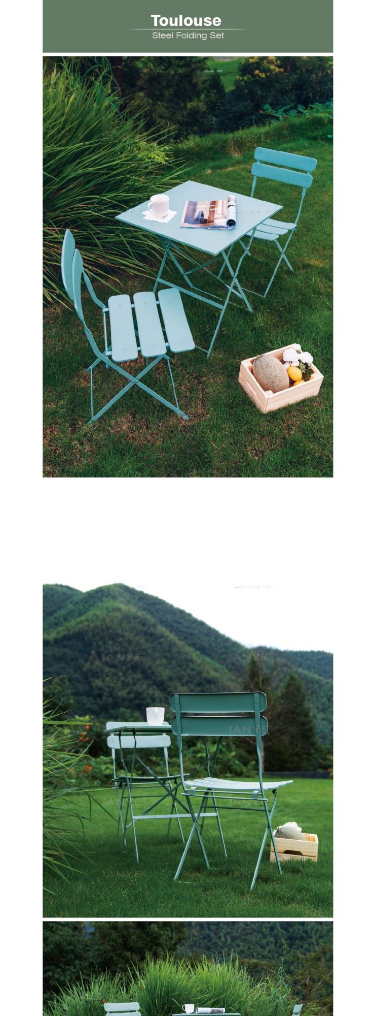 Modern Furniture Foldable Garden Table and Chair Courtyard Outdoor Dining Furniture