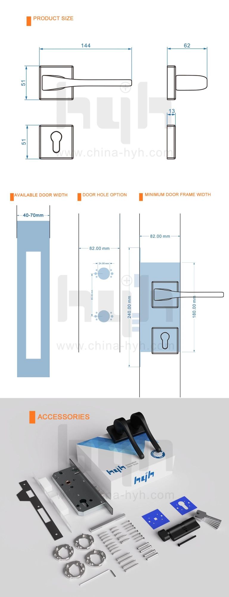 Best European Zinc Alloy Door Handle Mortise High Quality