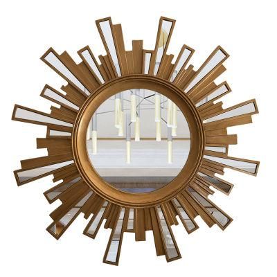 European Style Sculpture Sun-Shaped Wall Creative Hanging Mirror