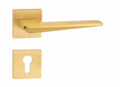 Modern Hardware Accessory Silver Satin Brass Door Handle with Polish Finish Solid Lever Exterior Door Handle