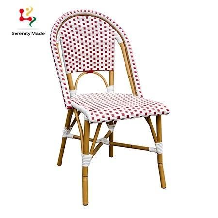 Event Hire Pink Mosaic Pattern Aluminum Outdoor Furniture Chair Rattan Wicker Chair for Outdoor Cafe Shop