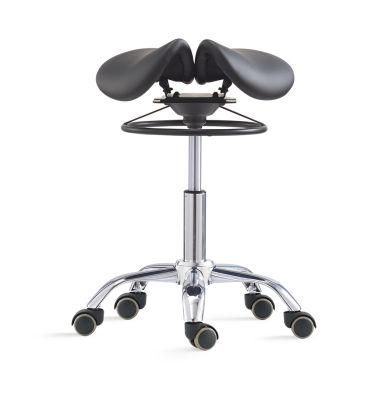Split Saddle Seat Swivel Salon Beauty Stool Adjustable Rolling Hydraulic Stool