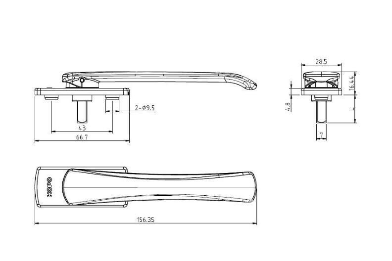 Square Spindle Handle for Fold Sliding Door