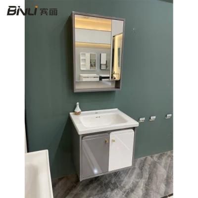 Classic PVC Bathroom Furniture European Wall Hung Vanity Cabinet with Basin