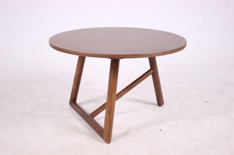 Modern Design Round Walnut Color Timber Small Side Coffee Table