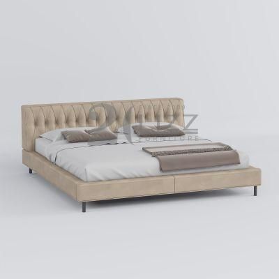 Classic European Style Modern Bedroom Furniture Leisure Fabric Upholstered Mattress Bed with Metal Leg