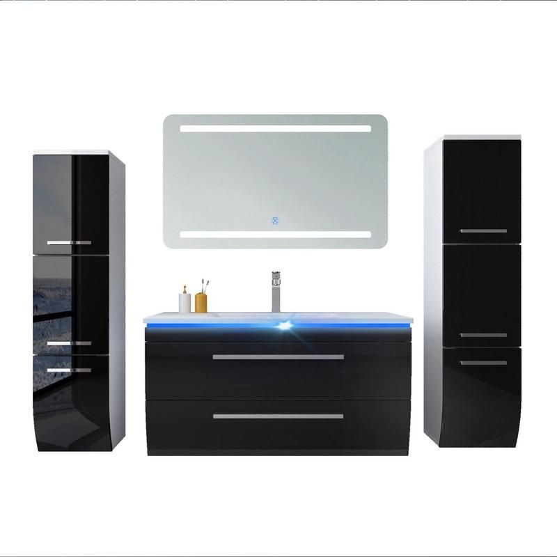 European Style Bathroom Furniture Metal Handle LED Mirror Bathroom Cabinet