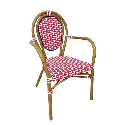Commercial French Outdoor Furniture Bistro Synthetic Rattan Cafe Outdoor Chair